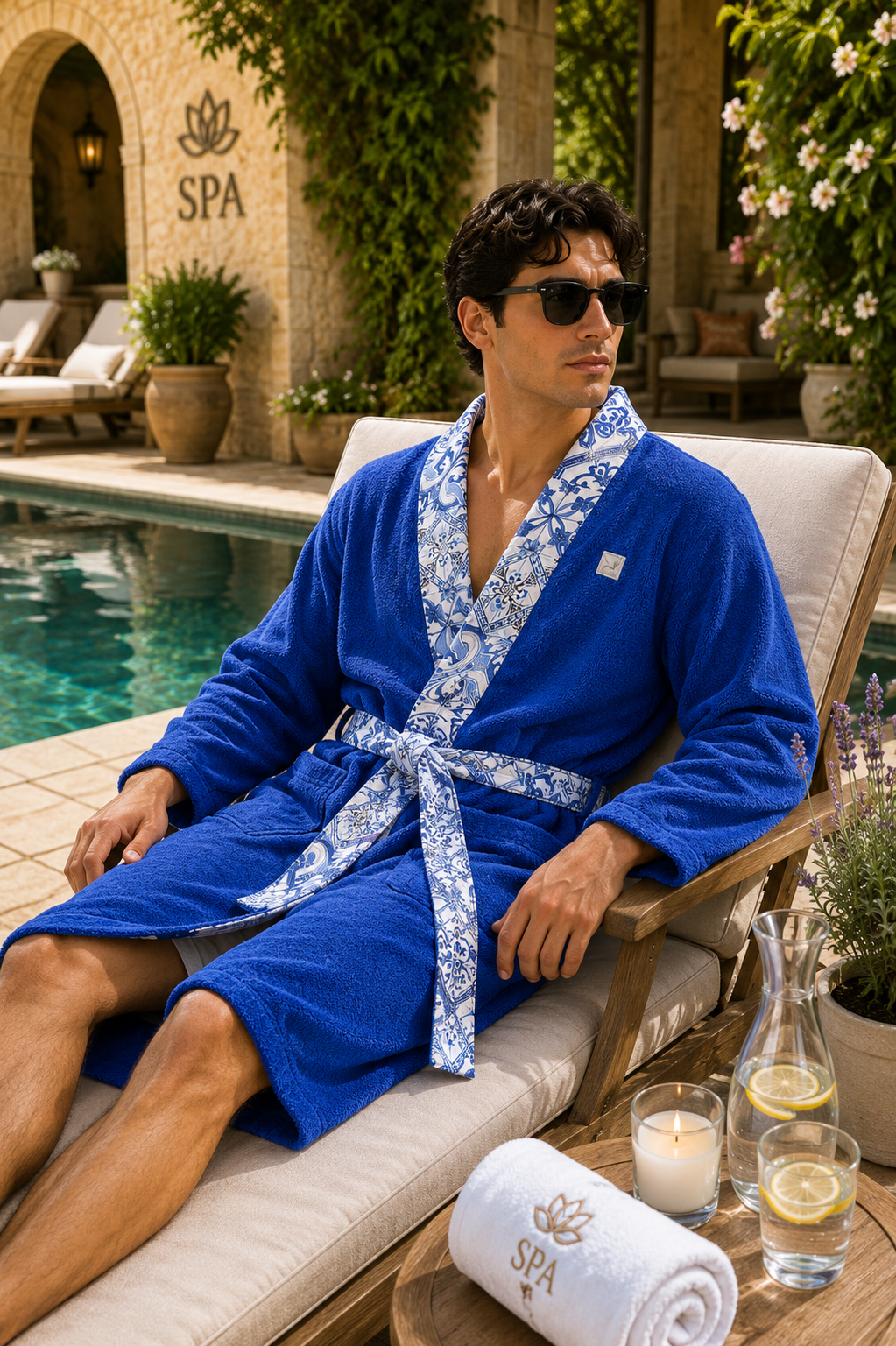ACCAPPATOIO KIMONO ART. MAIOLICHE BLU