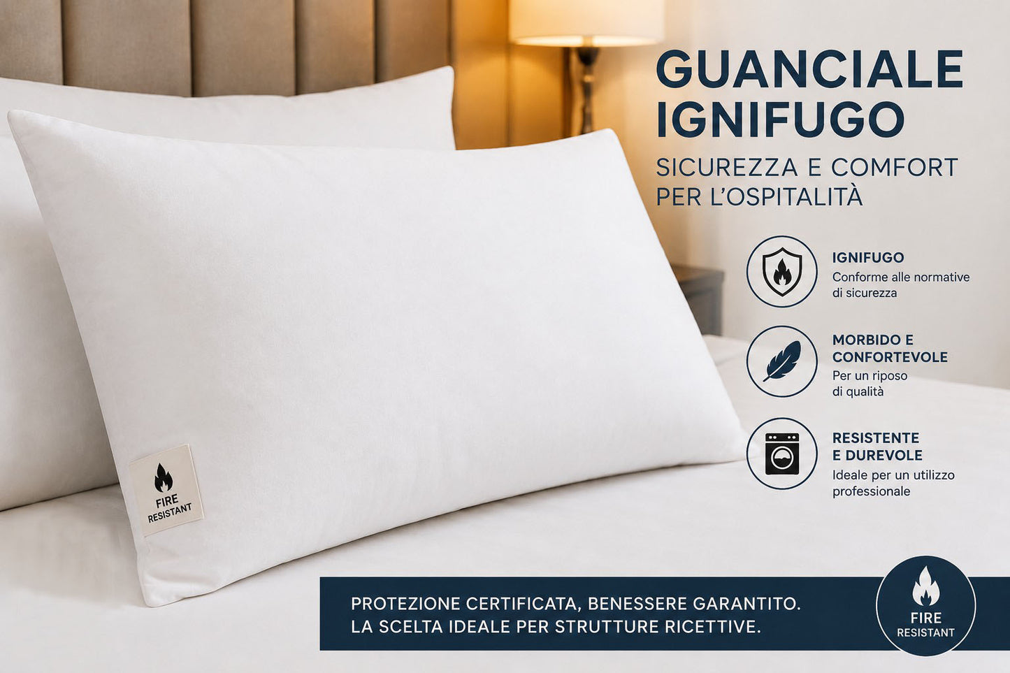 ALMOHADA HOTELERA IGNÍFUGA NO FUEGO